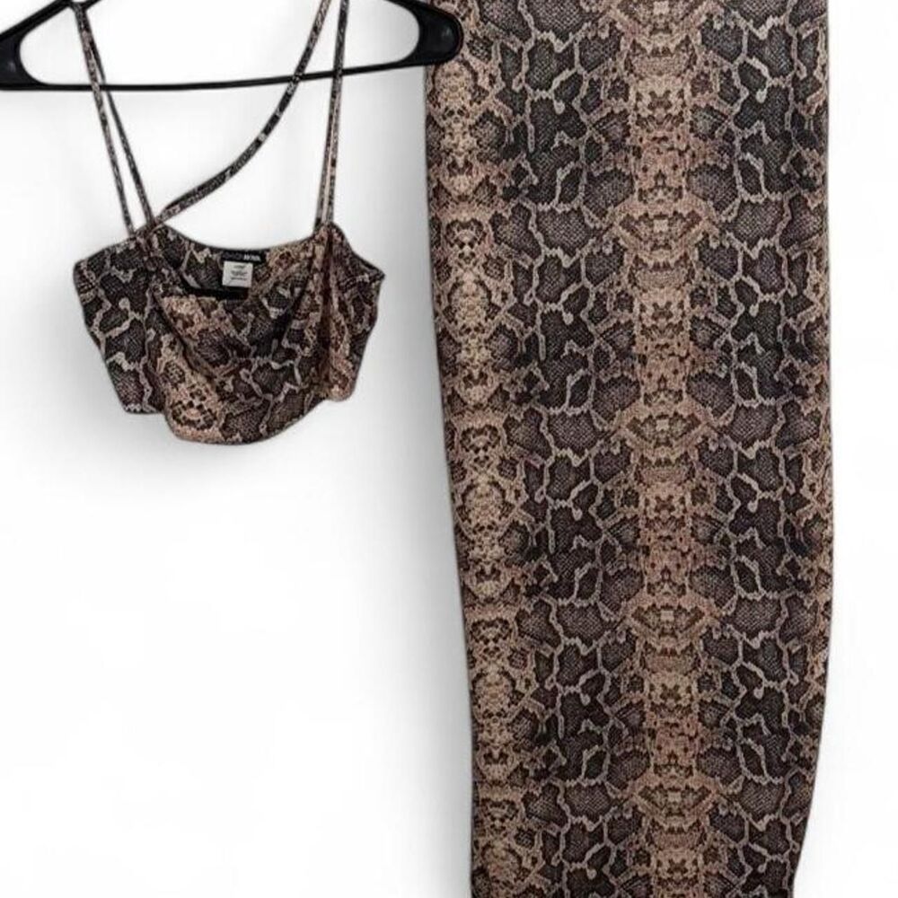 Fashion Nova Brown Animal Print Two Piece Set Size L